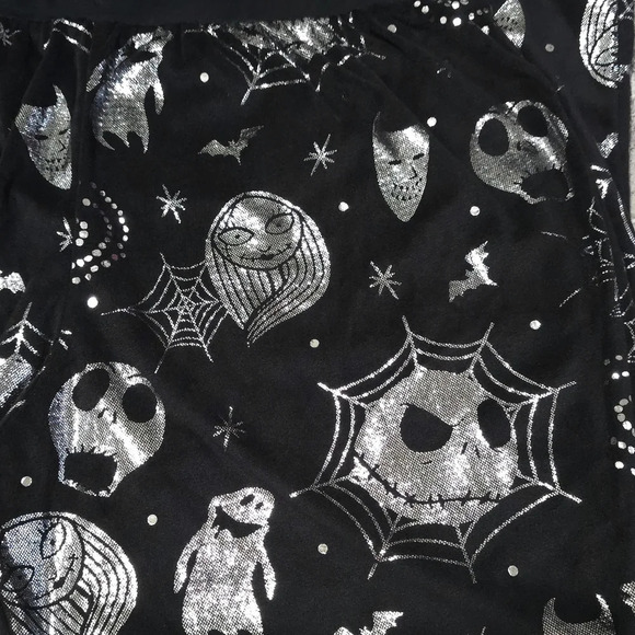 ✨️4/$20. NIGHTMARE BEFORE XMAS Silver Printed Velour Joggers With Elastic Waist - Picture 14 of 16